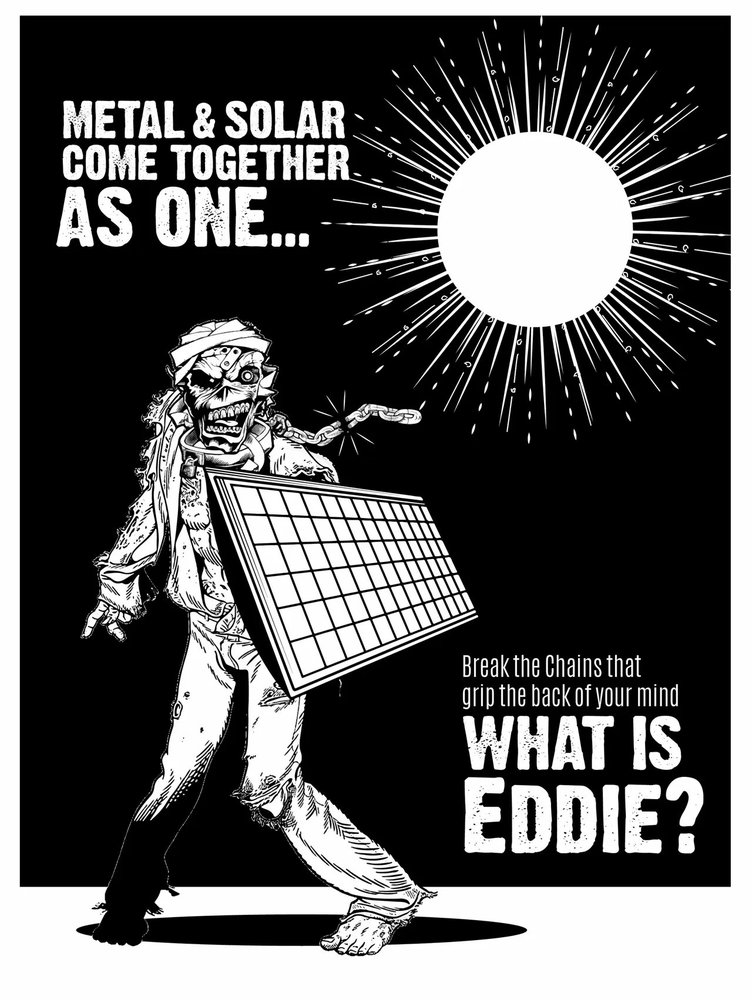 A zombie holding a solar panel in his hand.